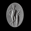 A ROMAN INTAGLIO WITH MERCURY LEANING ON A COLUMN IN BLACK JASPER, 2ND-3RD CENTURY AD