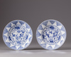 A pair of Chinese blue and white dishes