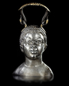 A SILVER BALSAMARIUM WITH THE BUST OF A YOUNG AFRICAN, 1ST CENTURY AD