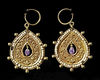 A PAIR OF BYZANTINE GOLD EARRINGS WITH PEARLS AND AMETHYST, CIRCA  6TH-7TH CENTURY AD