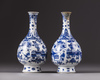 A pair of Chinese blue and white vases