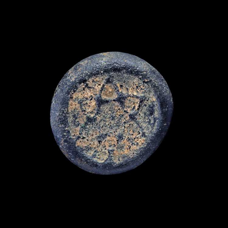 AN EARLY ISLAMIC GLASS WEIGHT OF DIRHAM,10TH-11TH CENTURY