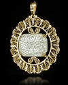 A GOLD MOUNTED TALISMANIC CARVED JADE PENDANT