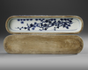 A CHINESE BLUE AND WHITE PEN BOX AND COVER