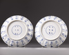 A matched pair of Chinese blue and white 'Joosje te paard' dishes