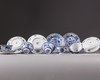 Six Chinese blue and white cups & seven saucers
