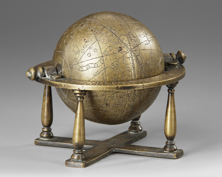 AN INDO-PERSIAN BRASS EASTERN ISLAMIC CELESTIAL GLOBE, 19TH CENTURY