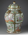 A CHINESE FAMILLE ROSE CANTON VASE WITH COVER, 19TH CENTURY