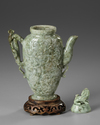 A CHINESE PALE JADE TEAPOT WITH COVER, 20TH CENTURY