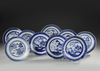 A COLLECTION OF NINE BLUE AND WHITE DISHES, 18TH CENTURY