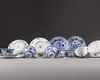 Six Chinese blue and white cups & seven saucers