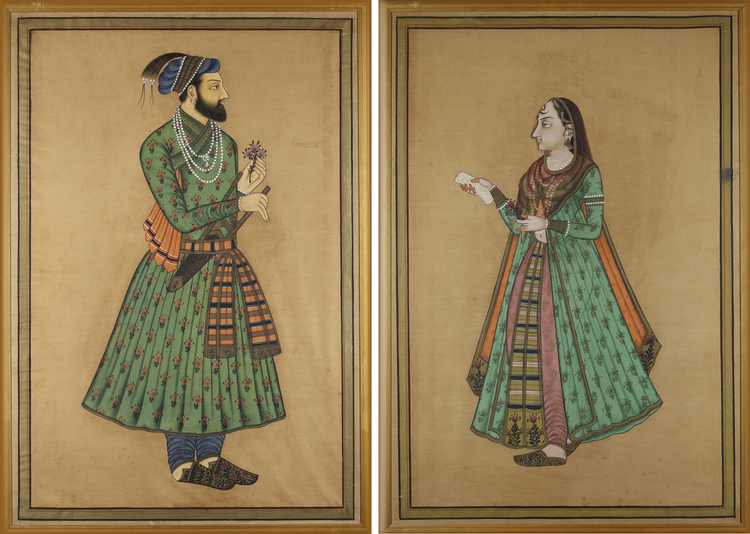 TWO LARGE MUGHAL PAINTINGS, INDIA, 20TH CENTURY