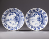 A pair of Chinese blue and white 'Joosje te paard' dishes