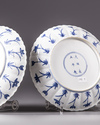 A pair of Chinese blue and white 'Joosje te paard' dishes
