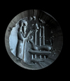 A BLUE CHALCEDONY NEO ASSYRIAN STAMP SEAL, 7TH-8TH CENTURY BC