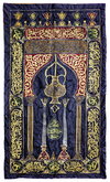 AN OTTOMAN METAL THREAD EMBROIDERED CURTAIN WITH THE TUGHRA OF MEHMED V AND DATED 1336 AH/1917 AD