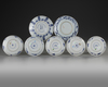 A GROUP OF SEVEN SMALL CHINESE BLUE AND WHITE DISHES, LATE 17TH-18TH CENTURY