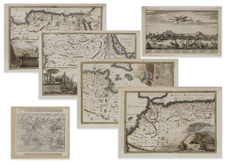 SIX HAND-COLOURED COPPER ENGRAVINGS, CIRCA 1735