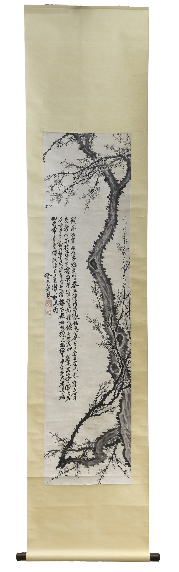 A CHINESE' PRUNUS' HANGING SCROLL, 19TH-20TH CENTURY