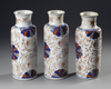 THREE CHINESE IMARI PORCELAIN ROULEAU VASES, QING DYNASTY, KANGXI PERIOD (1662-1722)