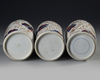THREE CHINESE IMARI PORCELAIN ROULEAU VASES, QING DYNASTY, KANGXI PERIOD (1662-1722)