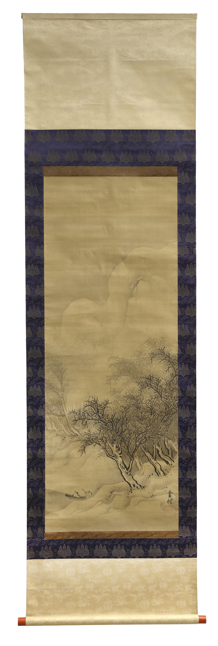 A JAPANESE  HANDSCROLL DEPICTING A LANDSCAPE AND A BOAT