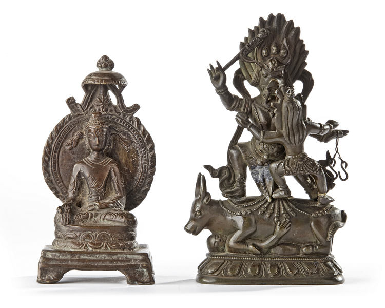 TWO SINO-TIBETAN BRONZE FIGURES, 19TH CENTURY