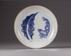 A blue and white plate