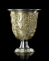 A PARCEL GILT SILVER PEDESTAL CUP, 4TH CENTURY AD