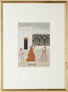 LADY ON TERRACE WITH ATTENDANTS, JAIPUR SCHOOL, 19TH CENTURY