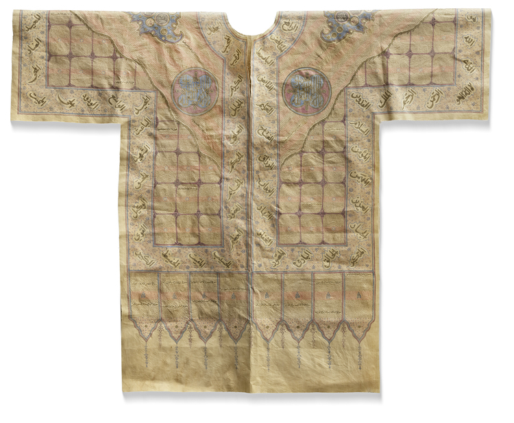 A SULTANATE COTTON TALISMANIC JAMA (SHIRT), INDIA, EARLY 17TH CENTURY