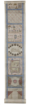 AN OTTOMAN ILLUMINATED HAJJ SCROLL, WRITTEN BY ABDUL-ALAH BIN HUSSAIN IN 1287 AH/1873 AD