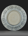 A LARGE BLUE AND WHITE ‘KRAAK PORCELAIN’ DISH,  MING DYNASTY, WANLI PERIOD, (1573-1619)