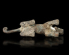 A CHINESE BRONZE 'TIGER' SCROLL WEIGHT, HAN DYNASTY (206 BC-220 AD) OR LATER