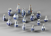 A COLLECTION OF 16 BLUE AND WHITE MINIATURE VASES, KANGXI/ QIANLONG PERIOD