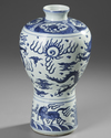 A CHINESE BLUE AND WHITE DRAGON MEIPING VASE, MING DYNASTY (1368-1644) OR LATER