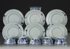 SIX CHINESE BLUE AND WHITE 'CUCKOO IN THE HOUSE' CUPS AND SAUCERS, 18TH CENTURY