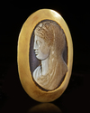 A LARGE ROMAN CAMEO OF A VEILED WOMAN IN A GOLD MOUNT, 1ST CENTURY AD