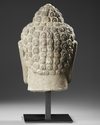 A CHINESE STONE BUDDHA HEAD, 19TH-20TH CENTURY