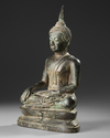 A SEATED BRONZE BUDDHA U-THONG STYLE, THAILAND, 19TH CENTURY
