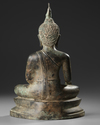 A SEATED BRONZE BUDDHA U-THONG STYLE, THAILAND, 19TH CENTURY