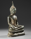 A SEATED BRONZE BUDDHA U-THONG STYLE, THAILAND, 19TH CENTURY
