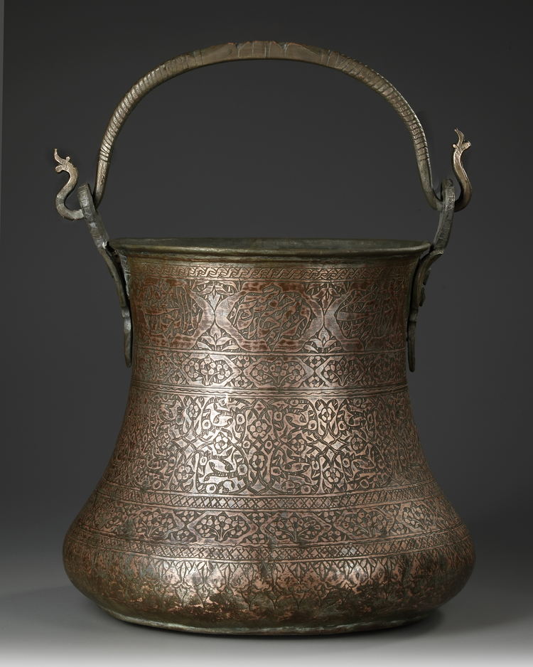 A LARGE PERSIAN COPPER BUCKET, PERSIA LATE SAFAVID 17TH-18TH CENTURY
