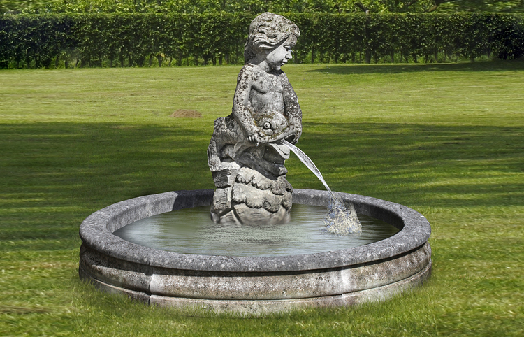 A CARVED LIMESTONE FOUNTAIN, SECOND HALF 20TH CENTURY