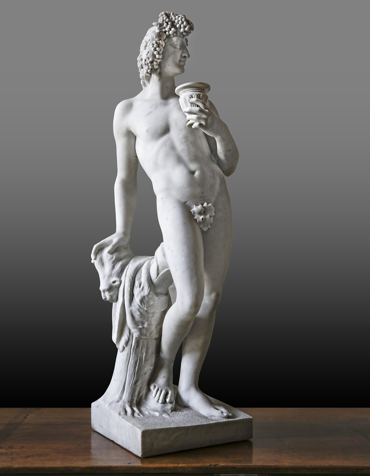 A SCULPTED MARBLE MODEL OF BACCHUS, LATE 20TH CENTURY