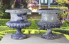 A PAIR OF FRENCH BLUE ENAMELLED CAST IRON PLANTERS, LATE 19TH CENTURY BY FONDERIE CORNEAU ALFRED CHARLEVILLE