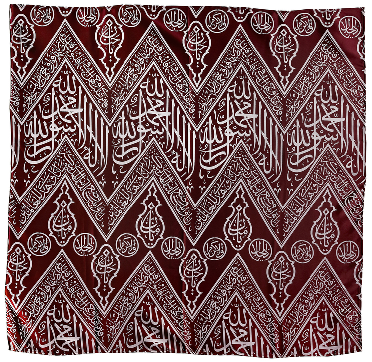 AN OTTOMAN RED EMBROIDERED SILK KISWA, EARLY 20TH CENTURY