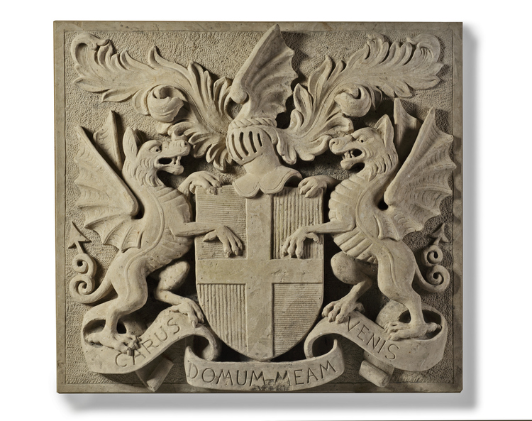 A SCULPTED LIMESTONE ARMORIAL PANEL, SECOND HALF 20TH CENTURY