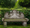 A CARVED LIMESTONE GARDEN BENCH IN LOUIS XVI STYLE, SECOND HALF 20TH CENTURY
