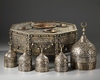 A LARGE MAMLUK REVIVAL SILVER INLAID BRASS DOMED INCENSE BURNER, EARLY 20TH CENTURY